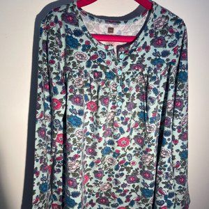 Tea L/S Floral Henley - Size Medium (6/7)
